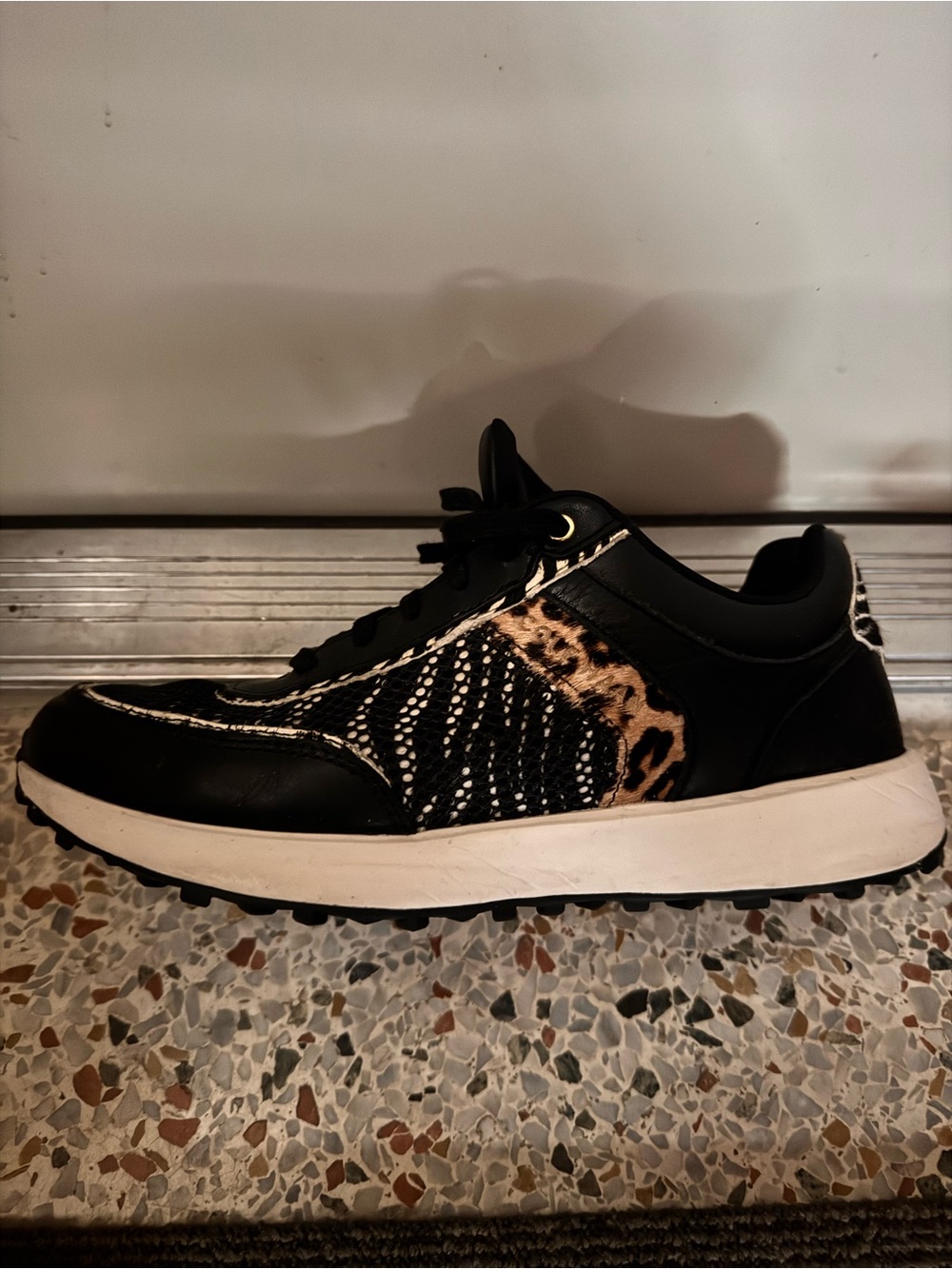 Cole Haan Black and Leopard-Pattern Women's Sneaker